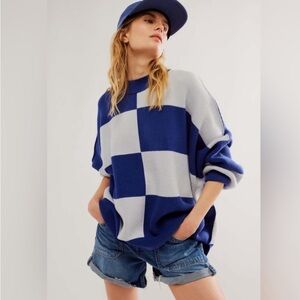 Free People Checker Easy Street Tunic Sweater